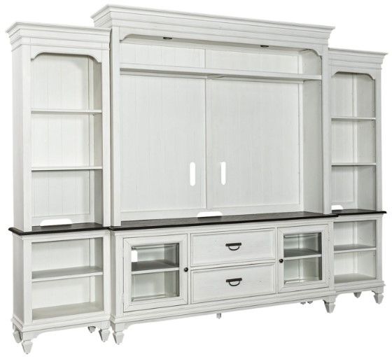 Liberty Furniture Allyson Park Charcoal/Wirebrushed White Entertainment Center with Pier-0
