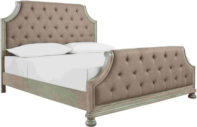 Benchcraft® Falkhurst 4-Piece Gray Upholstered King Panel Bed Set-1