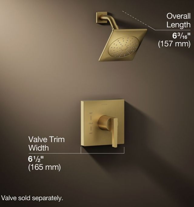 KOHLER® Honesty® Rite-Temp® Vibrant Brushed Moderne Brass 1.75 GPM Shower Trim Kit-2