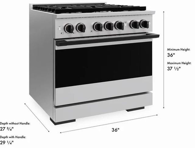 ZLINE Marino 36" Stainless Steel Pro Style Dual Fuel Range with Matte Black Accents-2
