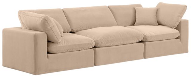 Meridian Furniture Comfy 3-Piece Beige Velvet Sofa-0