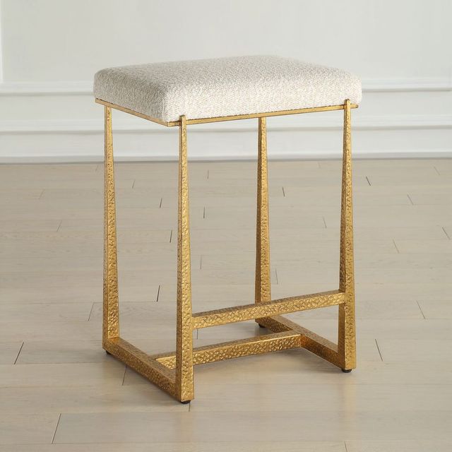 Uttermost® Midas Antique Gold/Driftwood Counter Stool-1