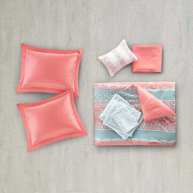 Olliix by Intelligent Design Loretta Coral Twin Comforter and Sheet Set-4