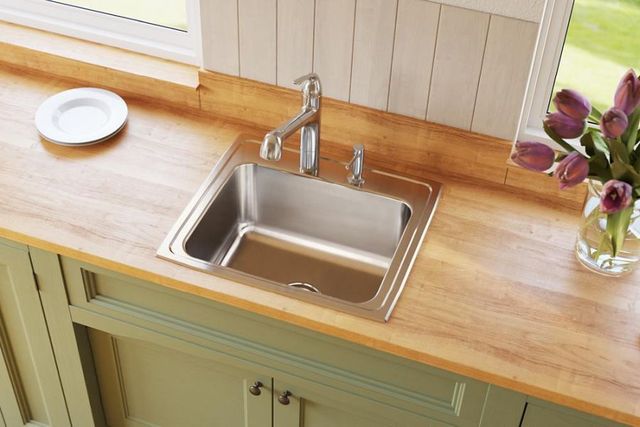 Elkay Lustertone® Classic Lustrous Satin 22" x 19-1/2" x 10-1/8" MR2-Hole Single Bowl Drop-In Sink-2