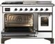 Ilve® Majestic III 48" White Pro Style Dual Fuel Natural Gas Range with 5 Black Brass Burners and Burnished Trim-2