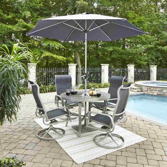 Homestyles® Captiva 5-Piece Gray Outdoor Dining Set with Umbrella-0