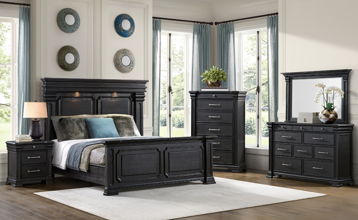 Elements International Kings Court Black Queen Bed | Lacks