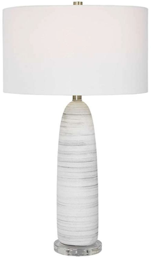 Uttermost® Levadia Light Gray/Matte White Table Lamp-0