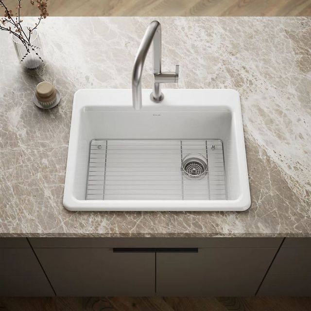 KOHLER® Riverby® White 27" 1-Faucet Hole Top-Mount Single-Bowl Kitchen Sink-1