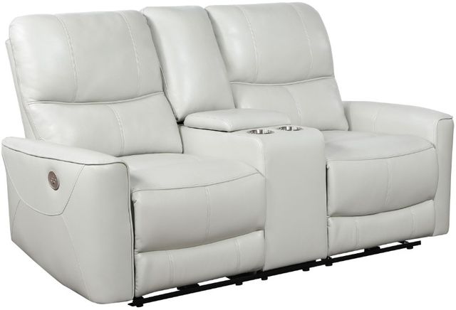 Coaster® Greenfield Ivory Upholstered Power Reclining Loveseat with Console-0