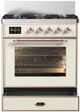 Ilve® Majestic III 30" Antique White Pro Style Dual Fuel Natural Gas Range with Triple Glass Door and Copper Trim-1