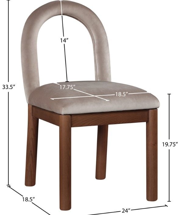 Meridian Furniture Conrad Taupe/Walnut Upholstered Dining Chair-2