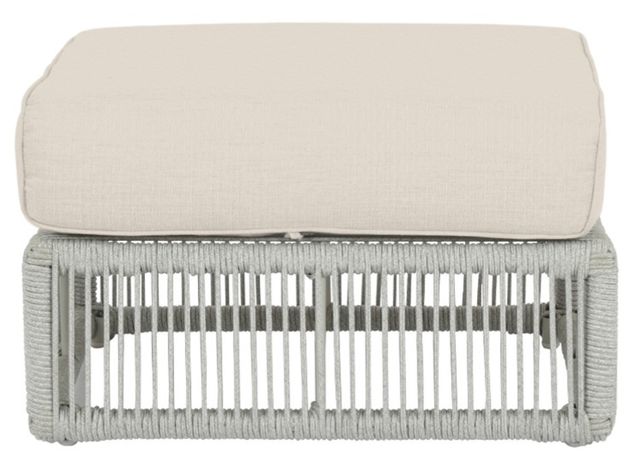 Sunset West Miami Silver Gray Aluminum/Olefin Rope Outdoor Ottoman with Echo Ash Cushion-1