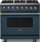 Viking® 5 Series 36" Squall Pro Style Dual Fuel (NG) Range with Brushed Brass Trim-0