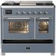 Ilve® Majestic III 40" Blue Gray Pro Style Dual Fuel Liquid Propane Range with Triple Glass Door and Chrome Trim-4