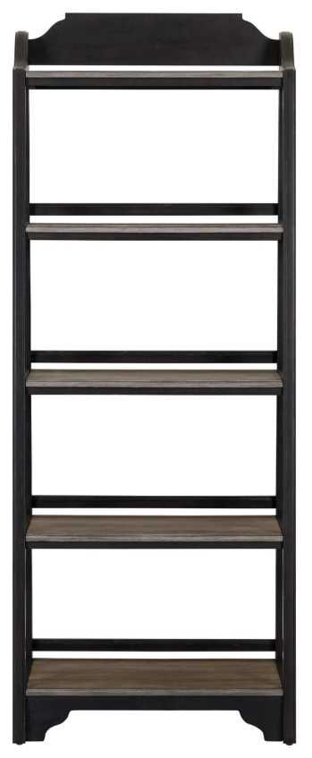 Liberty Furniture Magnolia Manor Antique Black/Weathered Bark Leaning Pier Bookcase-2