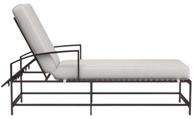 Sunset West La Jolla Espresso Aluminum Outdoor Chaise Lounge with Canvas Flax Cushion-1