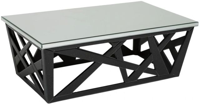 Michael Amini® Montreal™ Mirrored Cocktail Table with Black Base-0