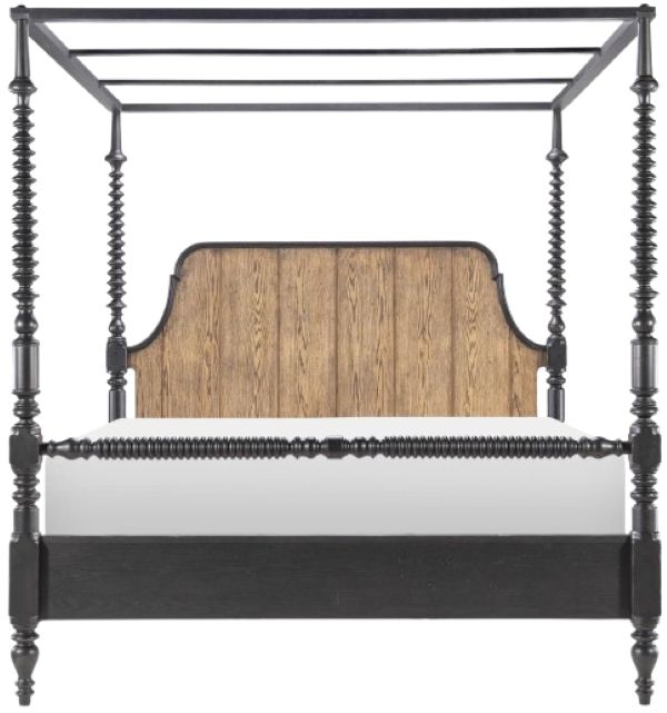 Legacy Classic Vintage Market Barnwood Oak/Kettle Black King Canopy Bed-3