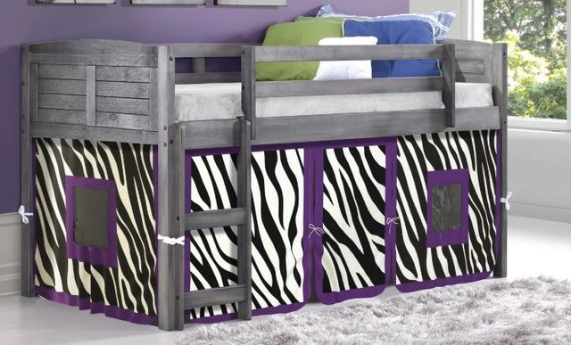Donco Kids Louver Zebra/Antique Gray Youth Twin Loft Bed with Tent Kit-1