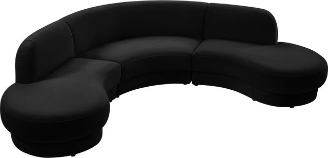 Meridian Furniture Rosa 3-Piece Black Velvet Sectional-3