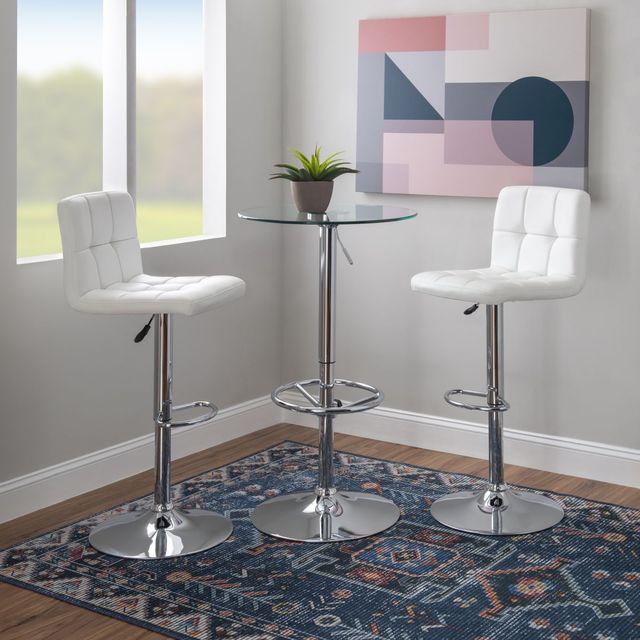 Powell® Brandt 3-Piece Chrome/White Pub Table Set-3