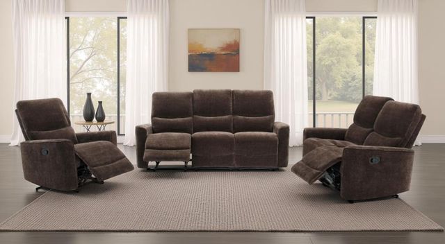 Coaster® Navarro 3-Piece Dark Brown Upholstered Manual Reclining Sofa Set-1