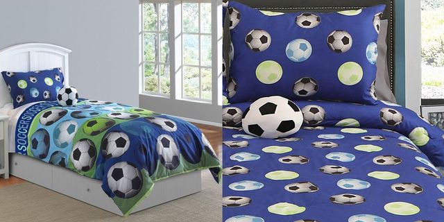 Hallmart Collectibles Soccer 4-Piece Blue Full Comforter Set-1