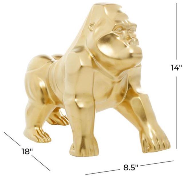 Deco Marche Gold Gorilla Sculpture-4