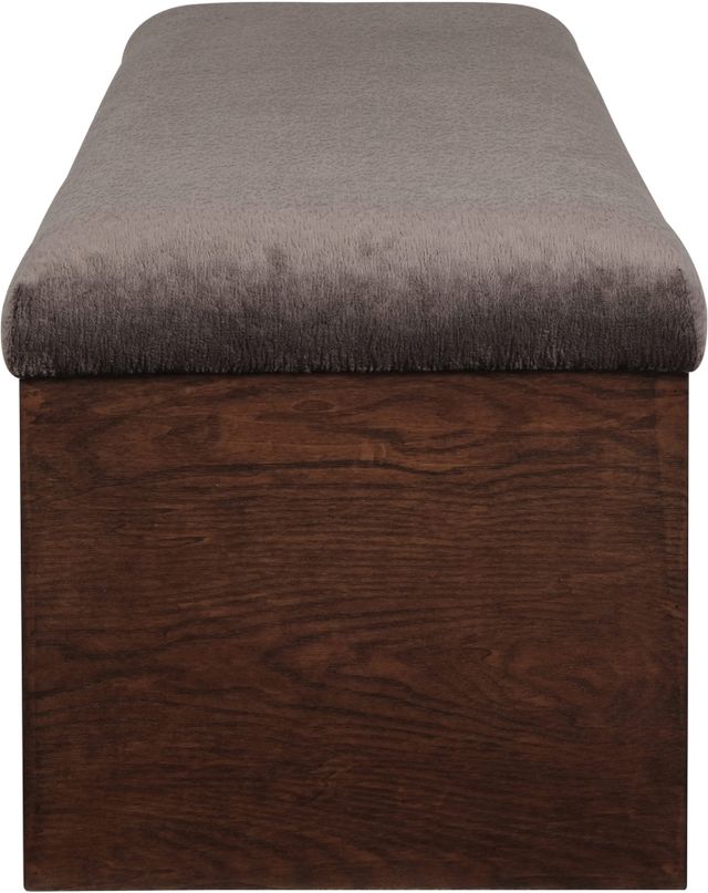 Meridian Furniture Lawson Brown/Walnut Velour Fur Fabric Bench-2