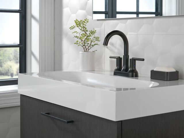 Delta Trinsic® Matte Black 9" 2-Handle Centerset Bathroom Faucet-2