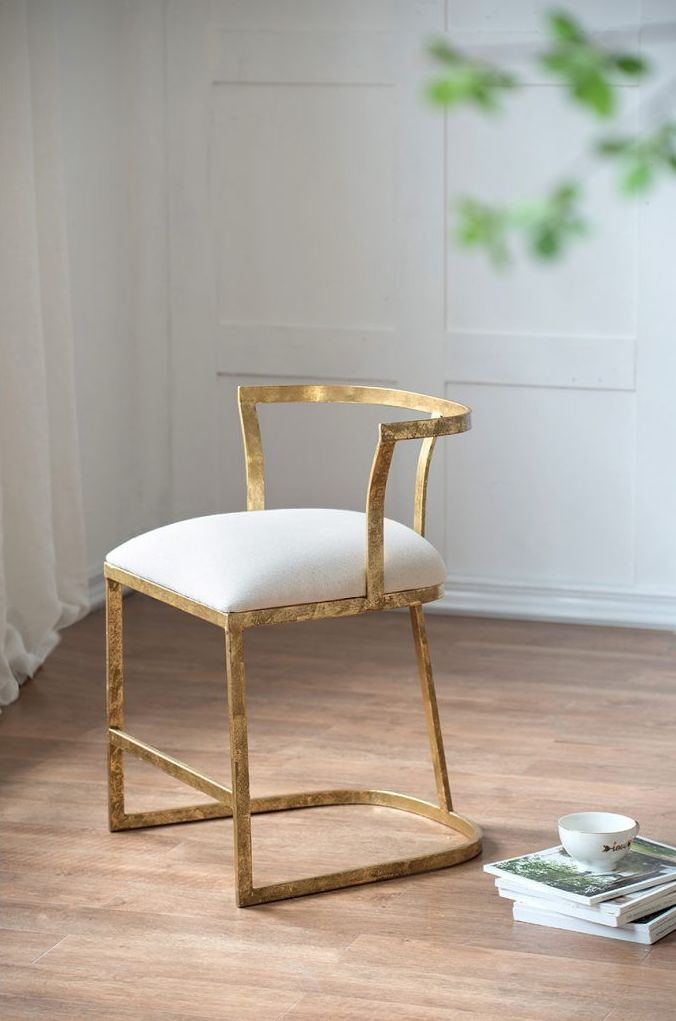 A & B Home Cavendish Gold/White Accent Chair | Miskelly