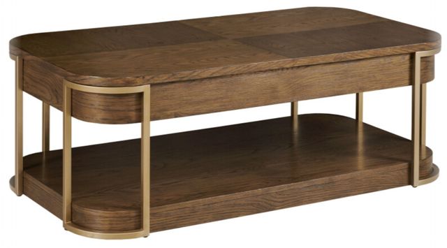 Hammary® Emerit Spice Rectangular Coffee Table with Champagne Frame-2