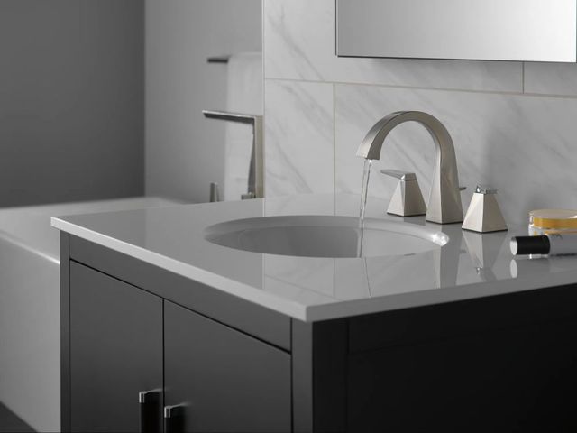 Delta Trillian™ Lumicoat® Stainless 7" 2-Handle Widespread Bathroom Faucet with Drain-2