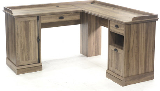 Sauder Barrister Lane Salt Oak L Shaped Desk Economy Furniture