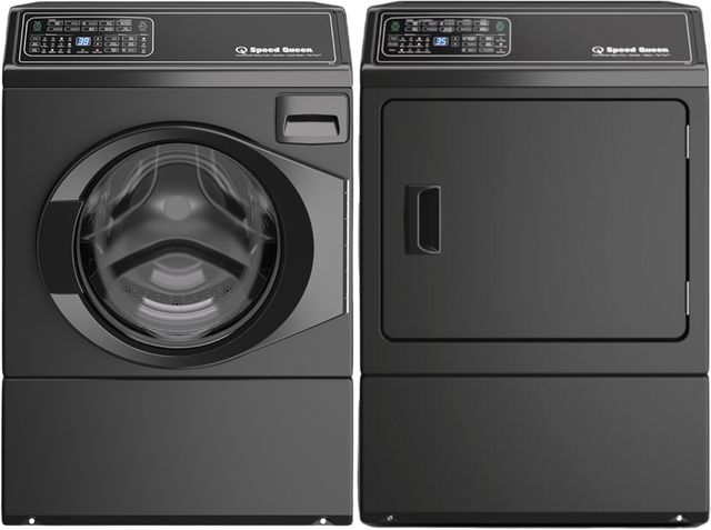 Speed Queen® Matte Black Front Load Washer & Electric Dryer Laundry Pair-0