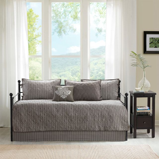 Olliix by Madison Park 6 Piece Dark Grey Quebec Reversible Daybed Cover Set-3