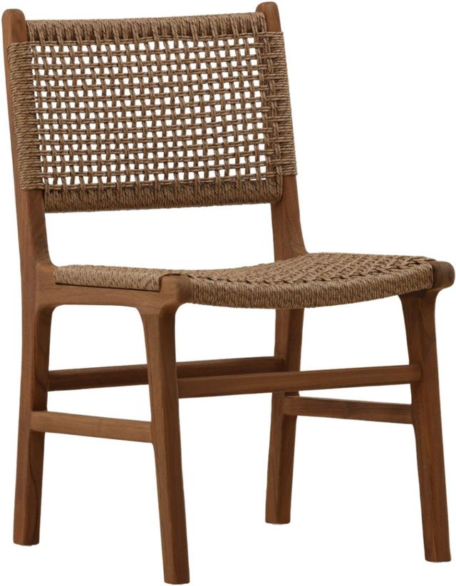 Dovetail Furniture Dallas Light Brown Wood Outdoor Dining Armless Chair-0