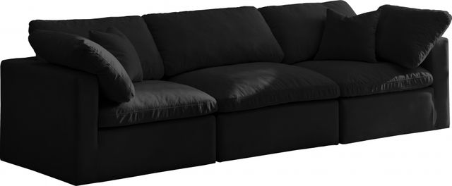 Meridian Furniture Plush Black Velvet Sofa-0