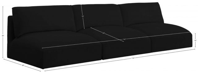 Meridian Furniture Ease 3-Piece Black Armless Sofa-3