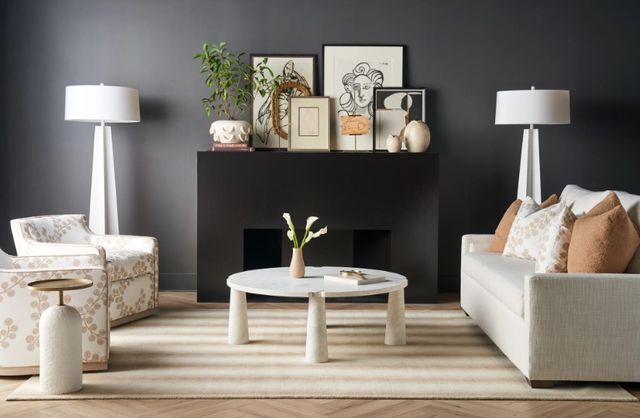 Universal Explore Home™ New Modern Sienna Brass Martini Table with White Plaster Base-1