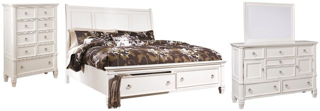 Millennium® by Ashley® Prentice 4-Piece White Queen Sleigh Bed with Storage Set-0