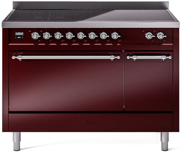 Ilve® Nostalgie II Series 48" Burgundy Pro Style Induction Range-0