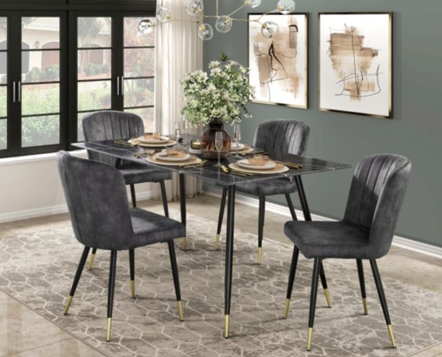 Homelegance® Clemente Gray Dining Table with Black Base-1