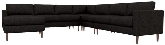 Best® Home Furnishings Customizable Trafton 5-Piece Leather Left-Arm Facing Sectional and Chaise with Dark Walnut Legs