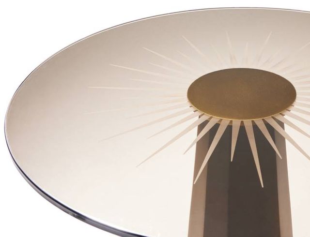 Michael Amini® St. Charles Glass Chairside Table with Bronze/Dove Gray Base-3
