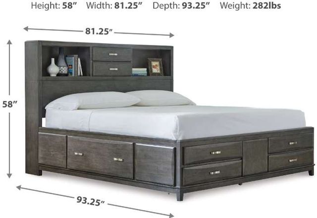 Signature Design by Ashley® Caitbrook Gray King Bookcase Bed with 8-Drawer Storage-2