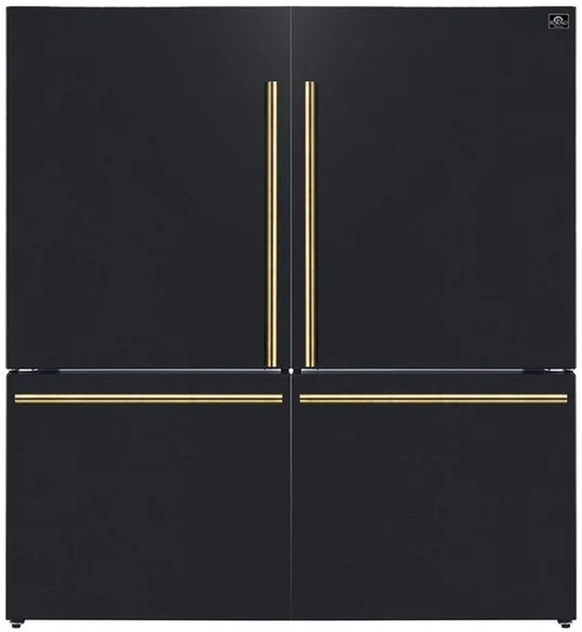 FORNO® Milano 62 in. 34.4 Cu. Ft. Black Bottom Freezer Refrigerator-0