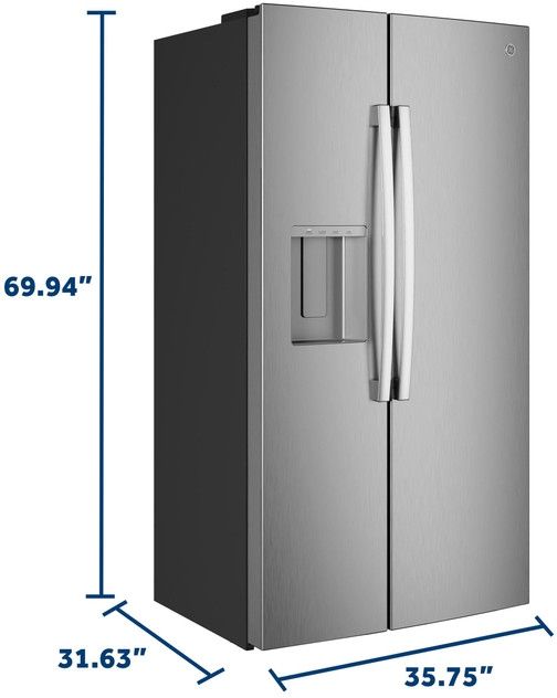 GE® 36" 23.5 Cu. Ft. Fingerprint Resistant Stainless Steel Counter Depth Side-by-Side Refrigerator  with LED Light Walls-3