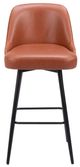 Zuo® Modern Keppel Black/Brown Swivel Barstool-1